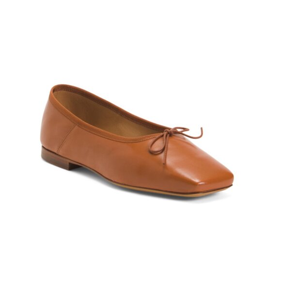 MANSUR GAVRIEL Shoes - MANSUR GAVRIEL Cipria Made In Portugal Leather Square Toe Ballerina Flats